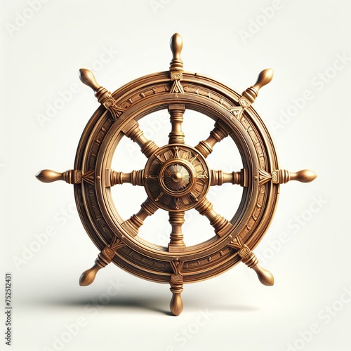 ship steering wheel on white 