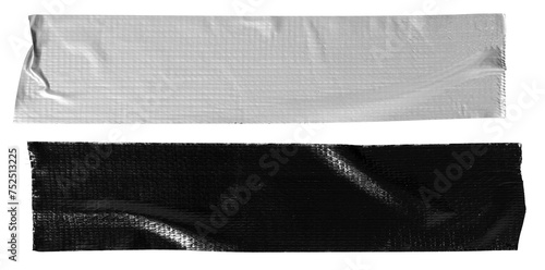 Black and gray duct tape sticker isolated on transparent background. Template mockup