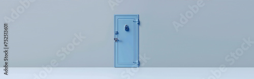 blue door with several locks, banner format