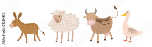Funny Farm Animal and Domestic Livestock Vector Set