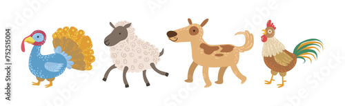 Funny Farm Animal and Domestic Livestock Vector Set