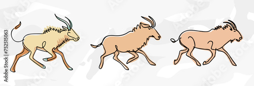 Drei Gnus: Pastellfarbene Illustrationen Vektor Grafik Bundle