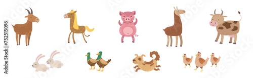 Funny Farm Animal and Domestic Livestock Vector Set