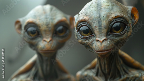 Portrait of a group of three cheerful aliens