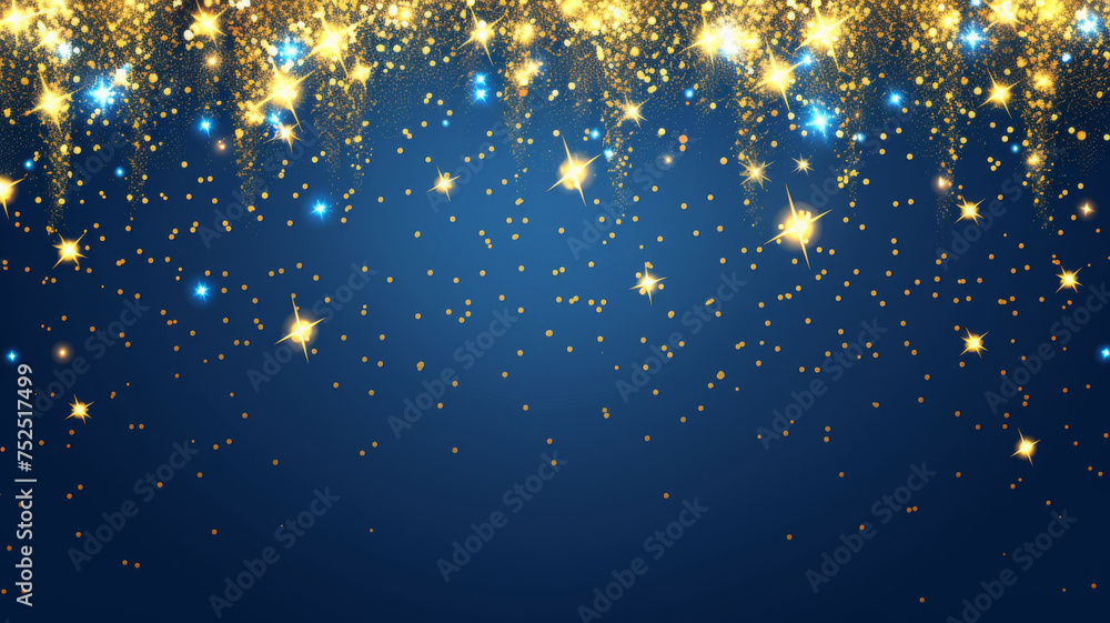 Navy Blue Glitter Dust with Golden Shimmer, Abstract Background Navy Blue Glitter Dust with Golden Shimmer, Abstract Background