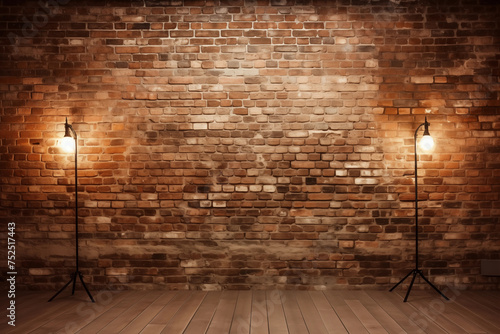 Brick wall and lamps interior