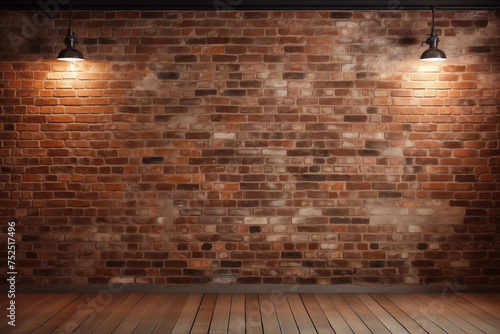 Brick wall and lamps interior