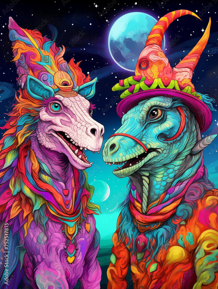 Mystic animals in the space