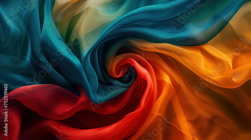 Vibrant Fabric Swirls: Created with Generative AI technology