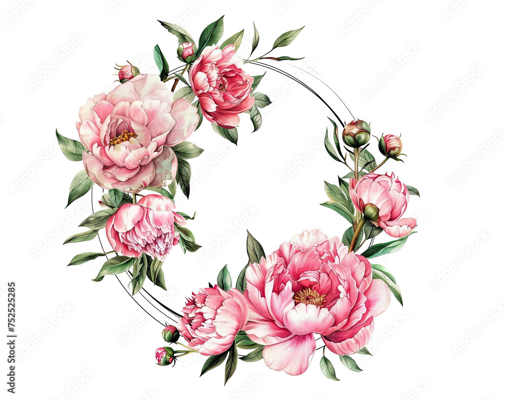 Watercolor flower peony, flowers and leaves peonies, frame isolated on white background, floral set, vector design for invitation, wedding, save the date, card, holiday, summer design Watercolor flower peony, flowers and leaves peonies, frame isolated on white background, floral set, vector design for invitation, wedding, save the date, card, holiday, summer design