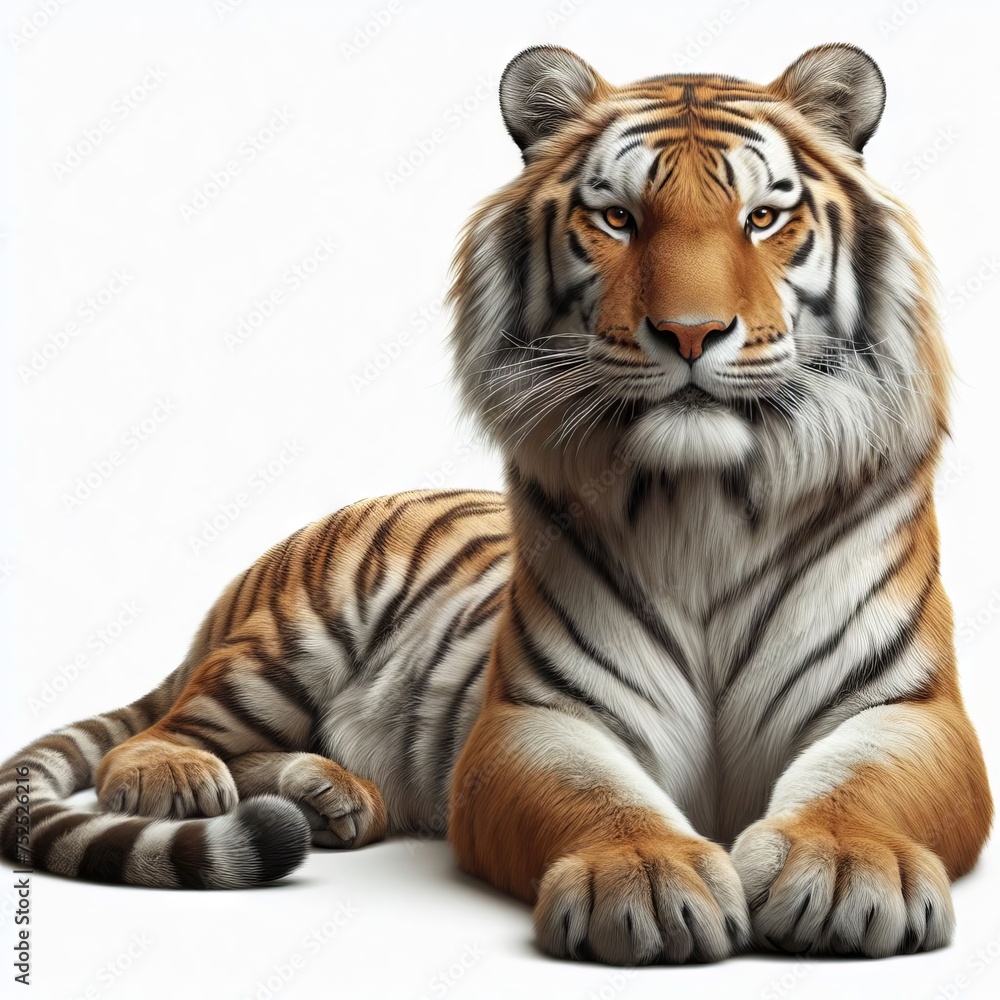 portrait of a tiger on white
