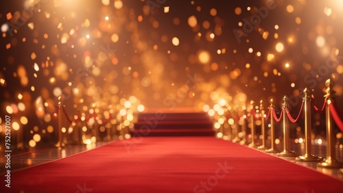 Red carpet and golden barrier photo