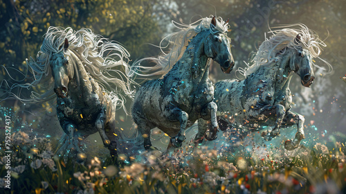 Unusual fairytale running horses in a dynamo © Aki