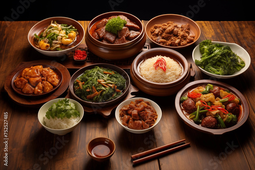 Variety authentic chinese traditional meal