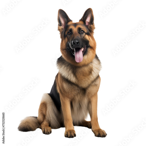 Sitting German Shepherd  A Happy Dog   s Full Body Portrait  Isolated on Transparent Background  PNG