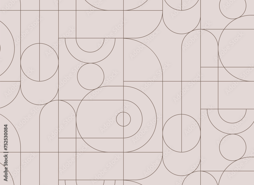 Art deco radial seamless vintage pattern drawing on beige background.