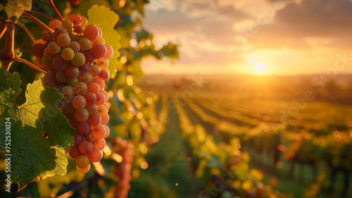 Vineyard during sunset.