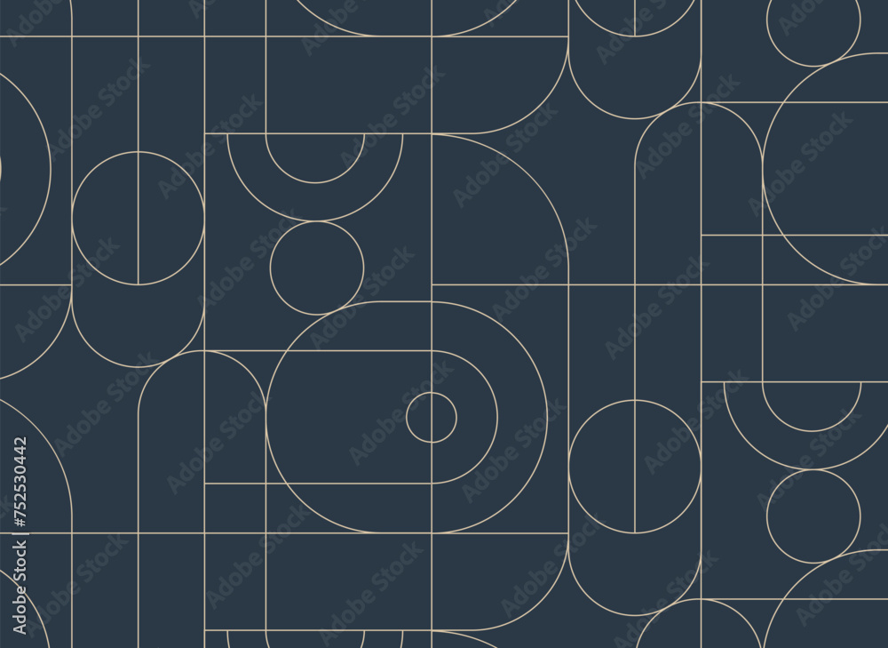 Art deco radial seamless vintage pattern drawing on blue background.