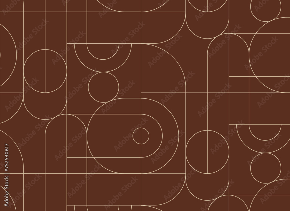 Art deco radial seamless vintage pattern drawing on brown background.