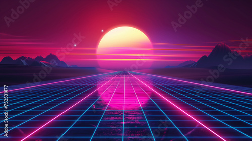 synthwave retro background with glowing neons (1)