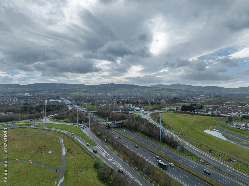 m50 motorway in dublin, overhead view