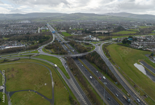 m50 motorway in dublin, overhead view