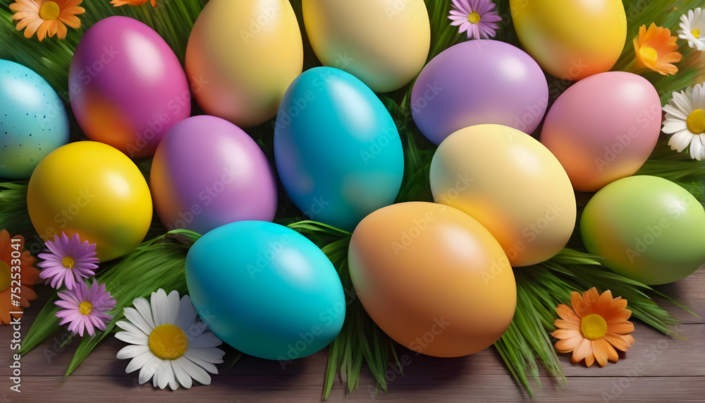 Happy Easter Colorful Copy space text Easter eggs background 