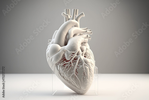Medical anatomical heart, 3d render, Realistic heart, Soft light, Studio background, Realism photo