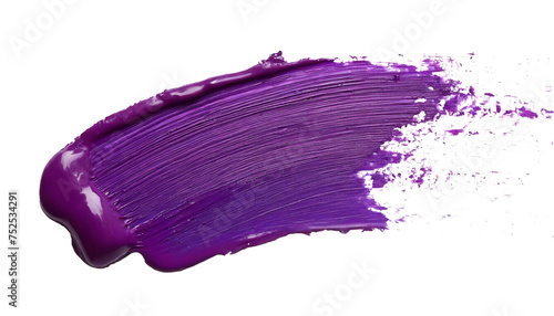 Brush stroke with purple paint on a white background