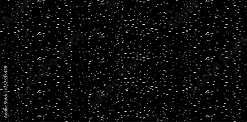 Snow, stars, twinkling lights, rain drops on black background. Abstract vector noise. Small particles of debris and dust. Distressed uneven grunge texture overlay.