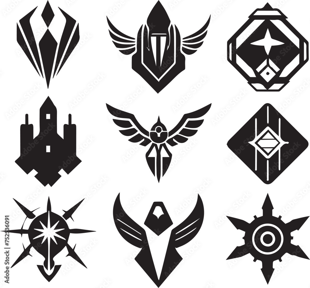 Set video game symbol. Hand drawn vector illustration