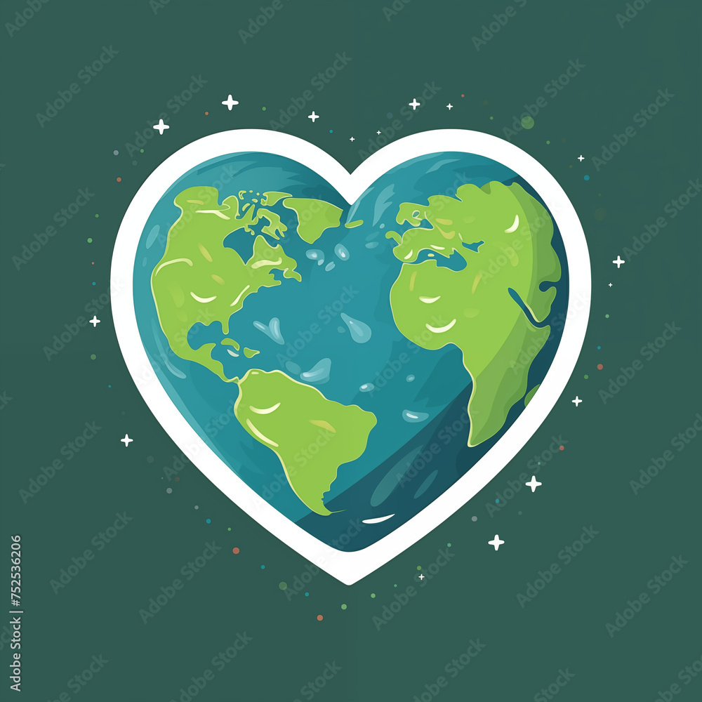 Naklejka premium Planet Earth in the shape of a heart, on a blue background