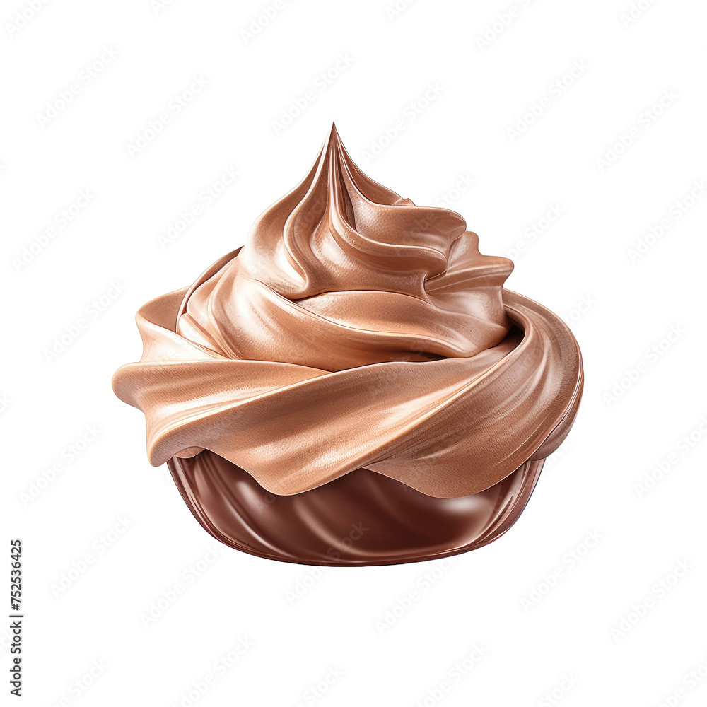Chocolate whipped cream isolated on transparent a white background Chocolate whipped cream isolated on transparent a white background
