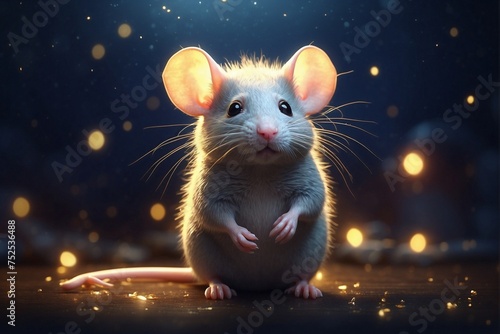 Cute Zodiac Rat in Darkness