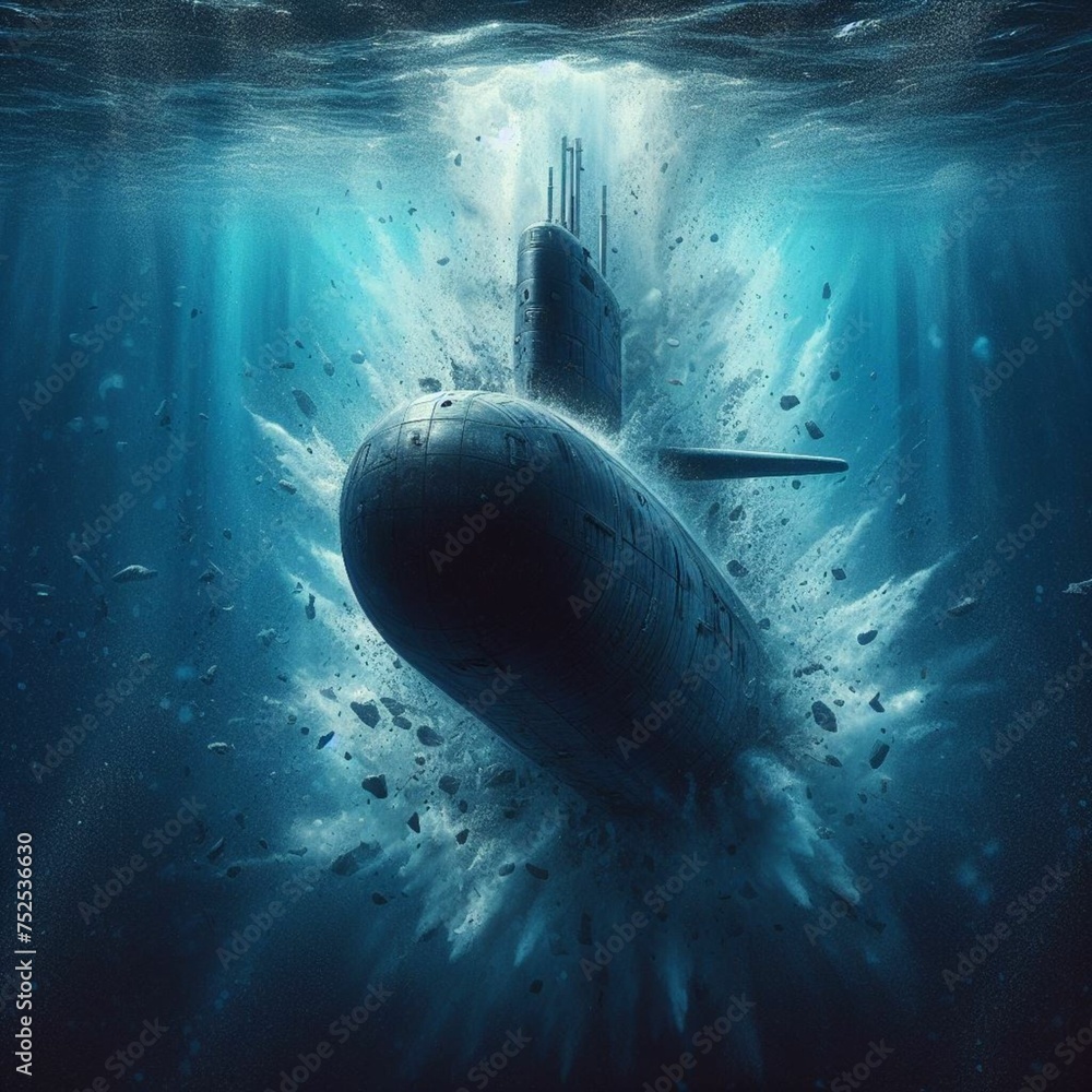 Submarino Implosionando 1 - obrazy, fototapety, plakaty 