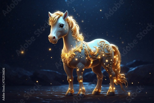 Cute Zodiac Horse in Darkness