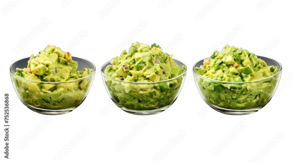 Collection set of Guacamole bowls isolated on transparent a white background Collection set of Guacamole bowls isolated on transparent a white background