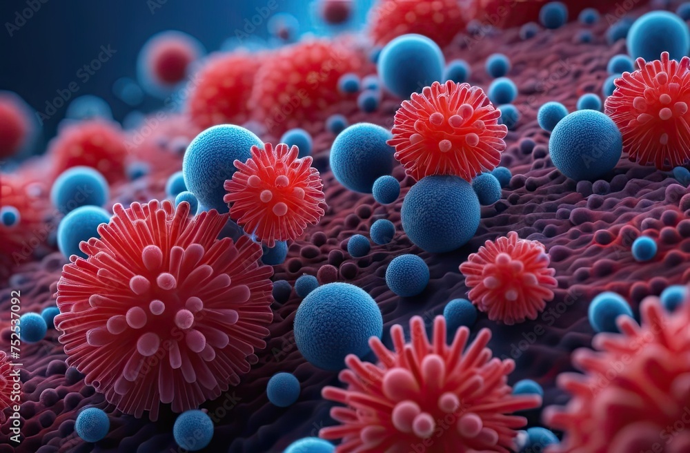 Viruses and bacteria abstract background. Cells and viruses under laboratory microscope. Virus background with disease cells. Viruses and bacteria abstract background. Cells and viruses under laboratory microscope. Virus background with disease cells.