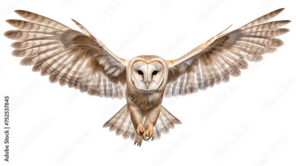 Flying Barn Owl isolated on transparent a white background Flying Barn Owl isolated on transparent a white background