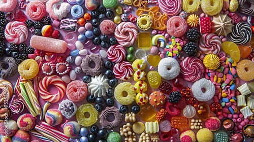 Candy and sweets background.