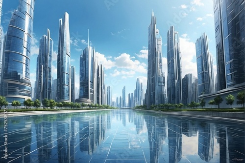 A Fantastic Digital City of the Future with High-Rise Buildings