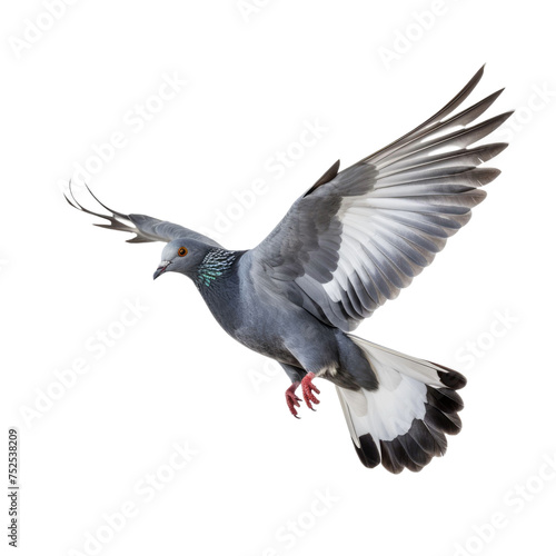Flying pigeon isolated on transparent a white background
