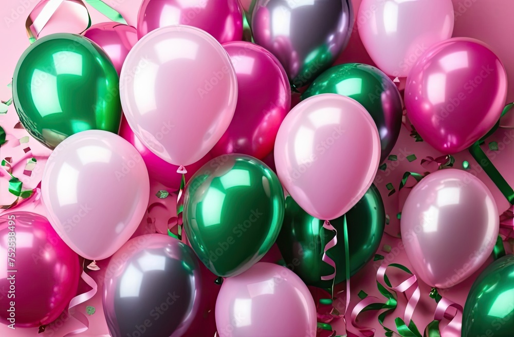 Set of some multicolored helium balloons floating on blurred colorful background. Balloons for birthday, party, wedding or promotion banners or posters. Set of some multicolored helium balloons floating on blurred colorful background. Balloons for birthday, party, wedding or promotion banners or posters.