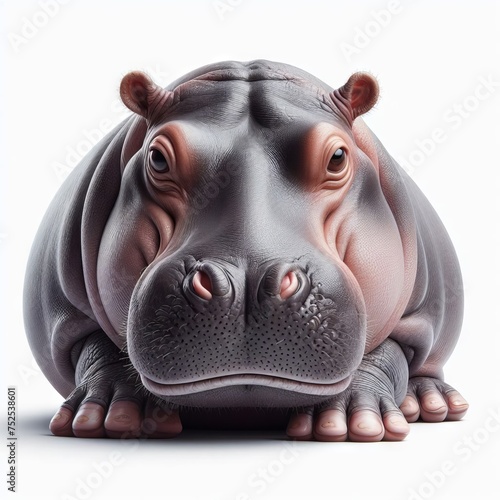hippopotamus  on white background 