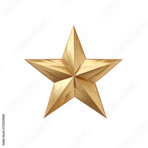 Golden star Christmas decoration isolated on transparent a white background