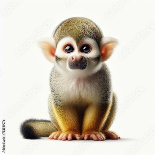 saimiri monkey on white background 