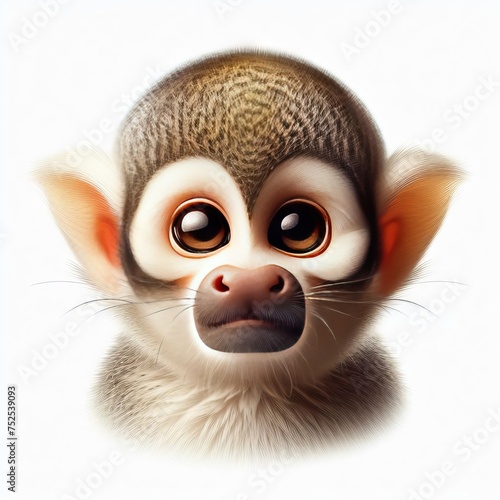 saimiri monkey on white background 