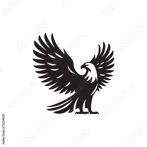 Sovereign Skies  Vector Eagle Silhouette - Capturing the Majesty and Freedom of Nature s Majestic Bird of Prey. Minimalist black eagle illustration.