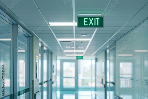hospitall hallway with the sign exit