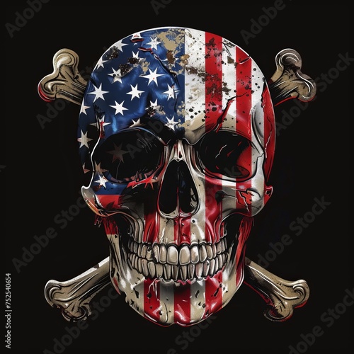 USA flaf skull and crossbones photo